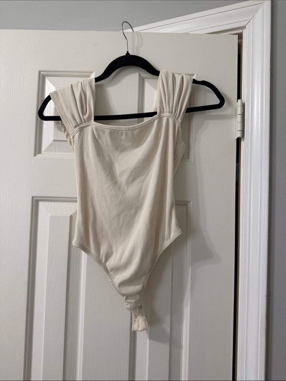 Cream Sleeveless Square Neck Bodysuit